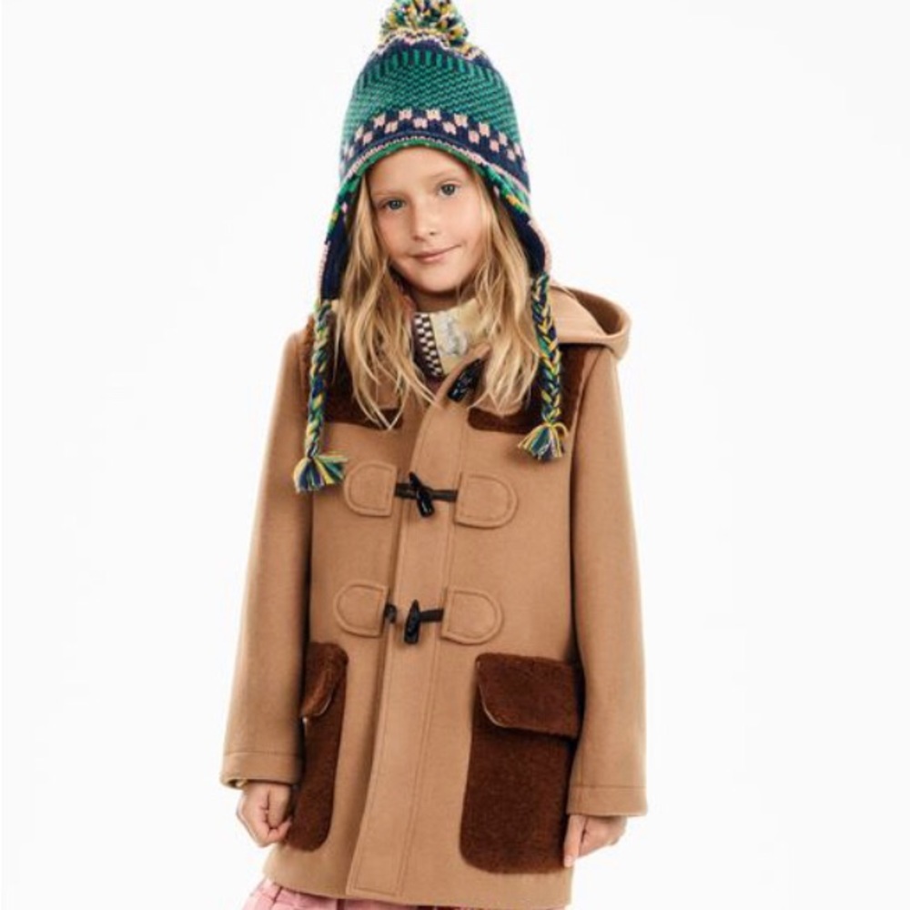 CONTRASTING WOOL DUFFEL COAT